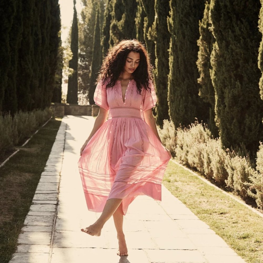 DOEN~ Violet Dress~ in Carnation Pink, Size Small